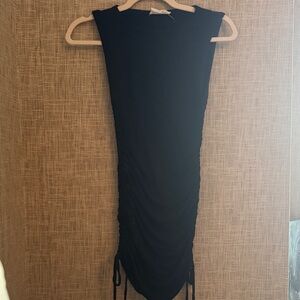 Chic Black Ruched Mini Dress